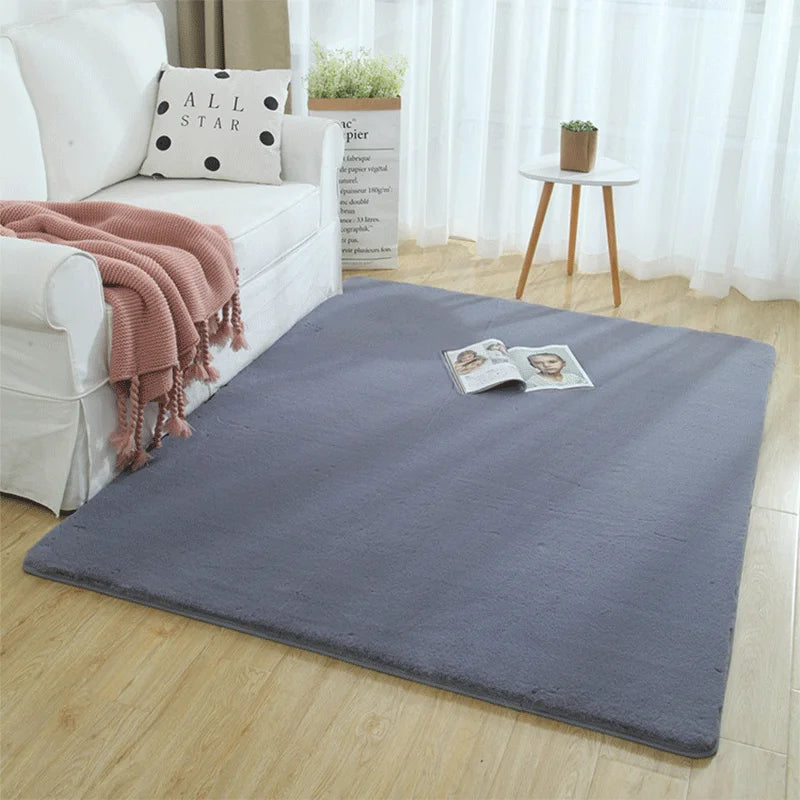 Nordic Fluffy Faux Fur Rugs Microfiber Imitation Rabbit Hair Center Living Room for Bedroom Carpet Non-Slip White Plush Kids Mat