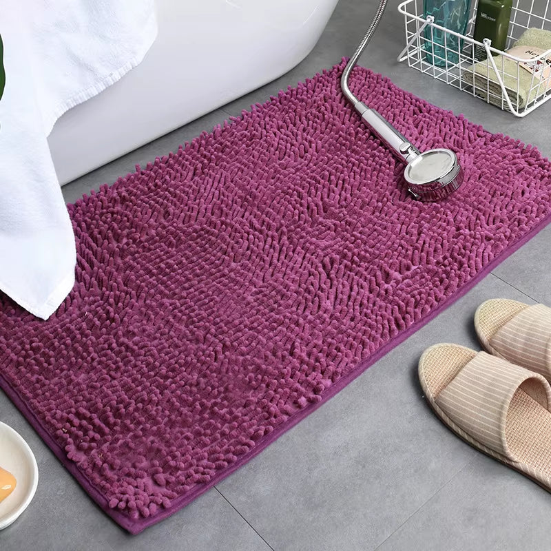 Chenille Bath Mat anti Slip Gray Water Absorb Bathroom Carpet for Living Room Bedroom Rugs Kitchen Floor Mats Tapete De Banheiro