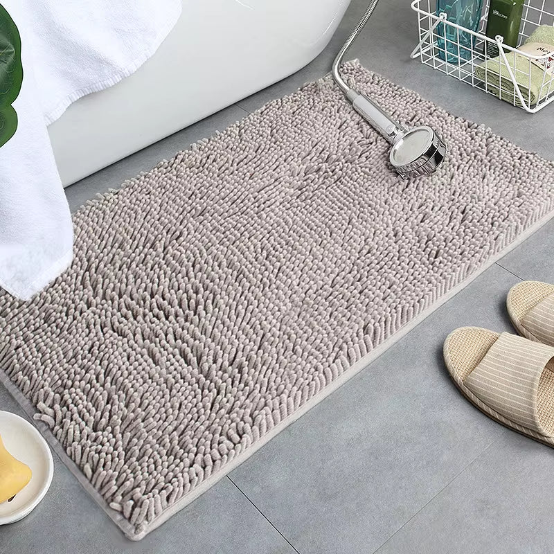 Chenille Bath Mat anti Slip Gray Water Absorb Bathroom Carpet for Living Room Bedroom Rugs Kitchen Floor Mats Tapete De Banheiro