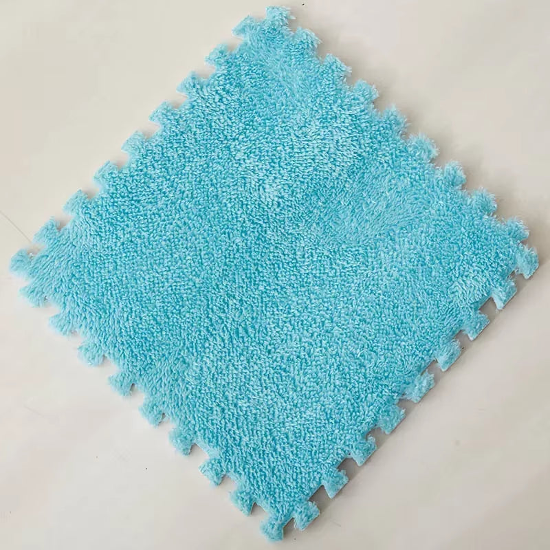 30 X 30Cm EVA Foam Puzzle Mat Long Hair Carpet Soft Plush Villi Shaggy Area Rug Mats for Home Kids Bedroom Floor Decoration Mat
