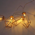1.5M/3M Rose Gold Retro Iron Fairy String Lights Nordic Geometric Shape Christmas Wedding Party Home Decor Lantern String Lamp