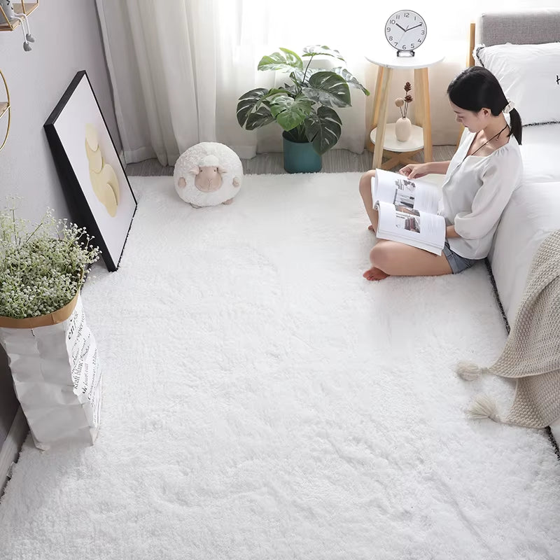 Plush Thick Carpet for Living Room Modern White Flurry Rugs in the Bedroom Decor Home Furry Floor Bedside Mat Children Carpets