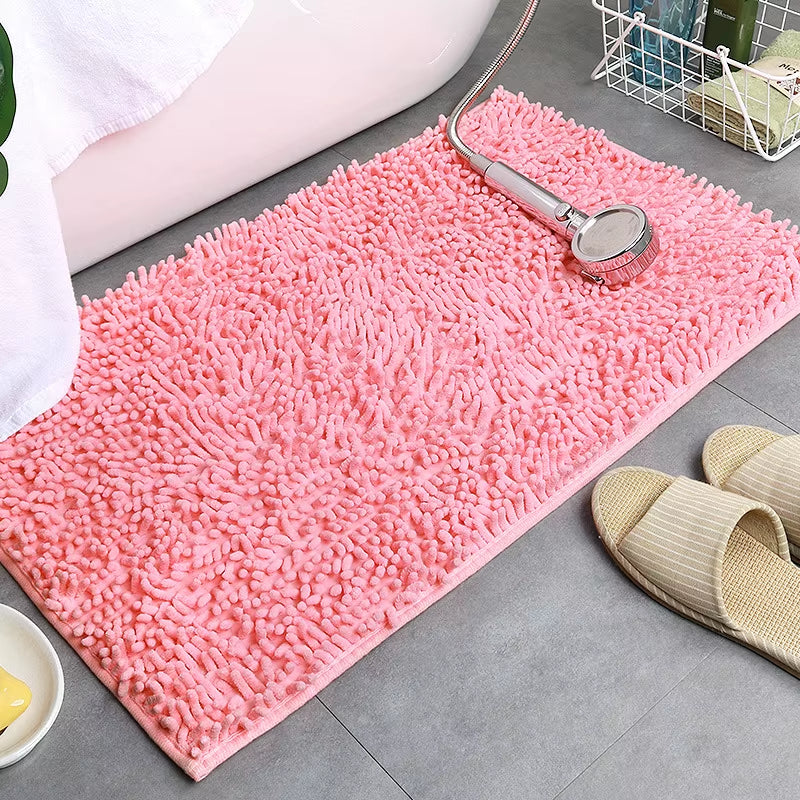 Chenille Bath Mat anti Slip Gray Water Absorb Bathroom Carpet for Living Room Bedroom Rugs Kitchen Floor Mats Tapete De Banheiro