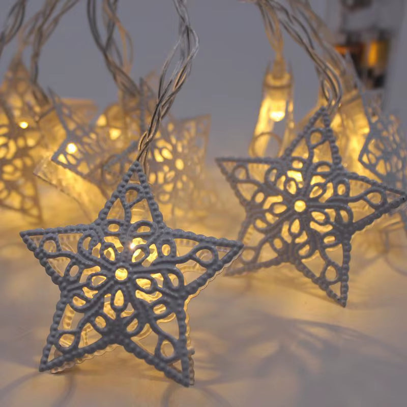 1.5M/3M Rose Gold Retro Iron Fairy String Lights Nordic Geometric Shape Christmas Wedding Party Home Decor Lantern String Lamp