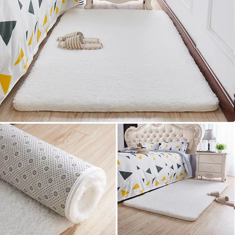 Nordic Fluffy Carpet for Bedroom Living Room Large Size Plush Anti-Slip Soft Door Mat White Pink Red Children'S Rugs for Room