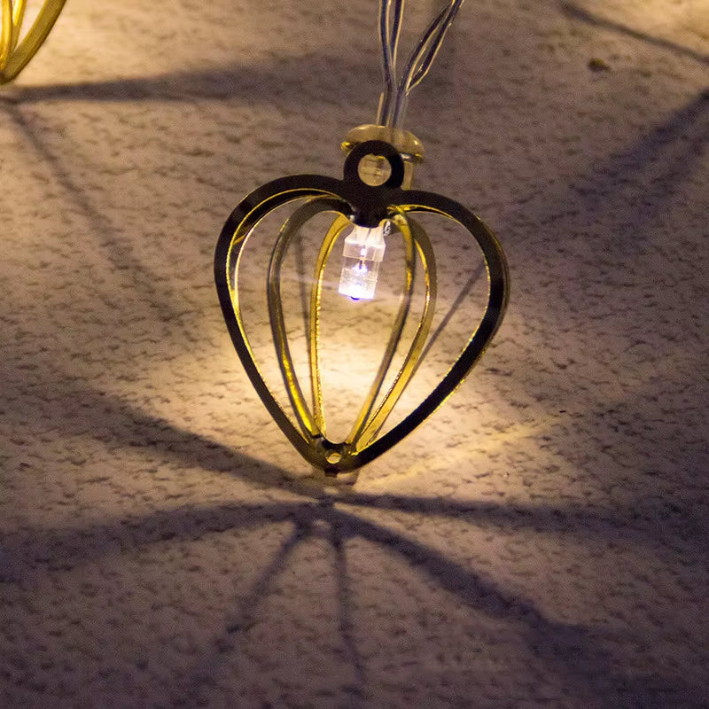 1.5M/3M Rose Gold Retro Iron Fairy String Lights Nordic Geometric Shape Christmas Wedding Party Home Decor Lantern String Lamp