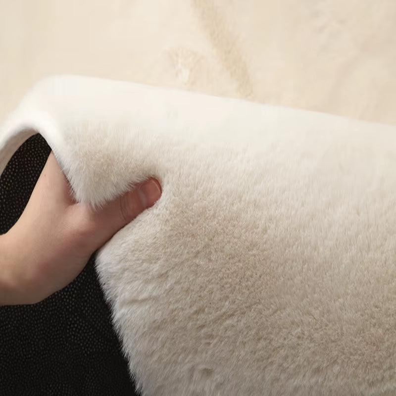 Nordic Fluffy Faux Fur Rugs Microfiber Imitation Rabbit Hair Center Living Room for Bedroom Carpet Non-Slip White Plush Kids Mat