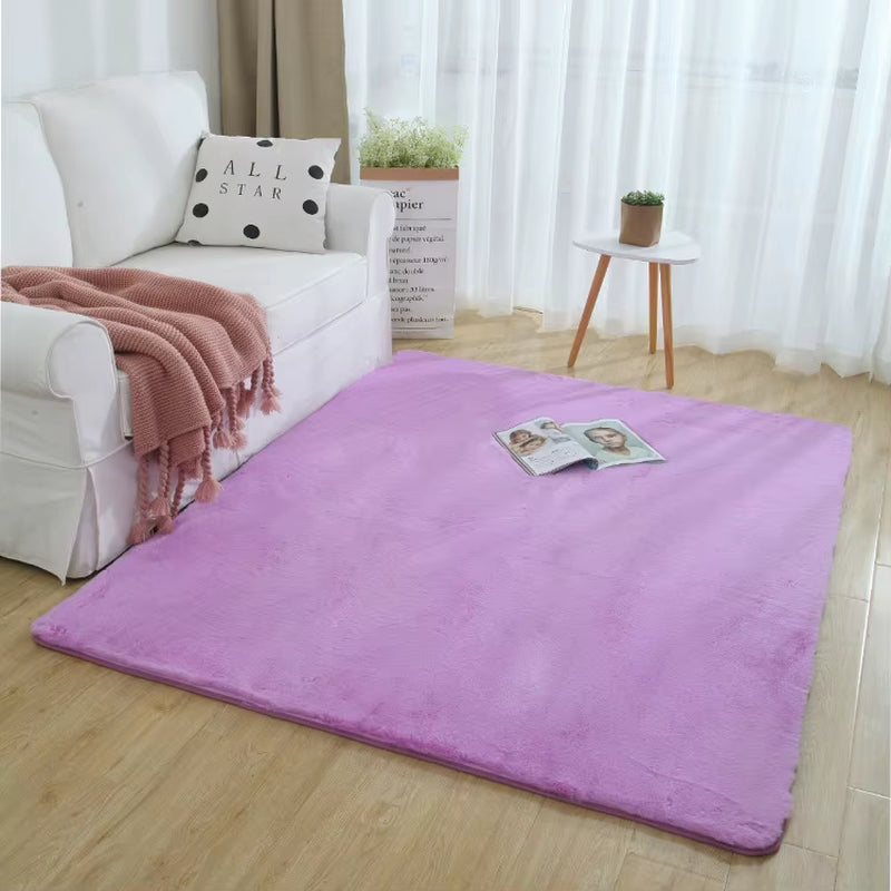 Nordic Fluffy Faux Fur Rugs Microfiber Imitation Rabbit Hair Center Living Room for Bedroom Carpet Non-Slip White Plush Kids Mat