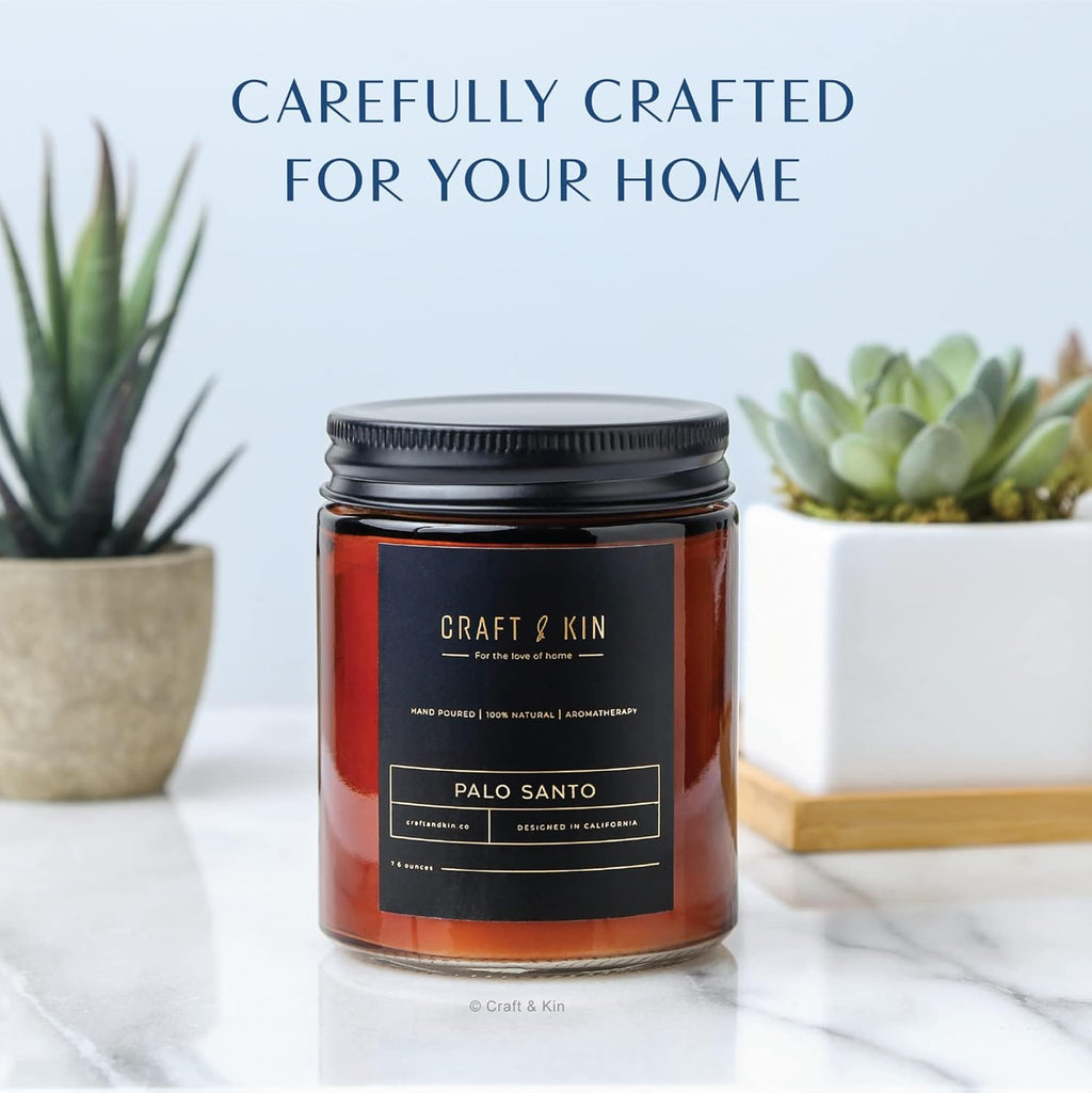 Scented Candle for Men | Palo Santo Candle | All-Natural Scent for Home | Long Lasting Winter Candles, 45-Hour Burn Time, 8Oz