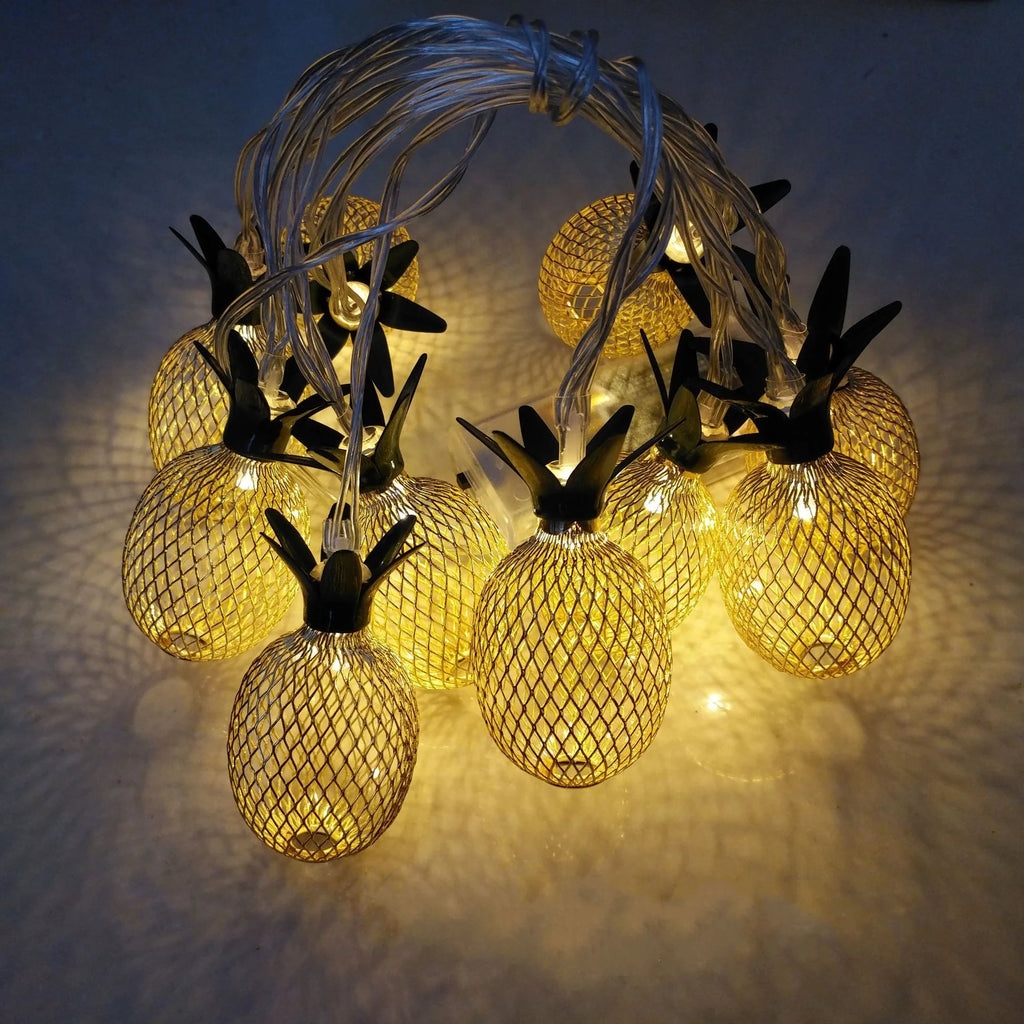 1.5M/3M Rose Gold Retro Iron Fairy String Lights Nordic Geometric Shape Christmas Wedding Party Home Decor Lantern String Lamp