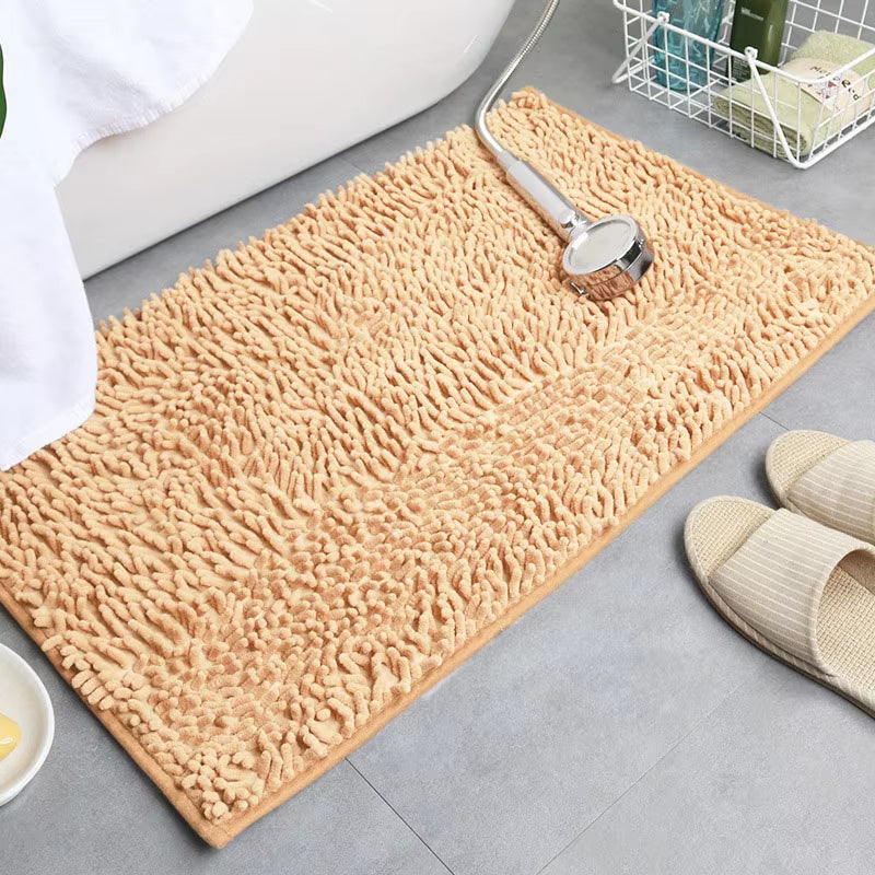 Chenille Bath Mat anti Slip Gray Water Absorb Bathroom Carpet for Living Room Bedroom Rugs Kitchen Floor Mats Tapete De Banheiro