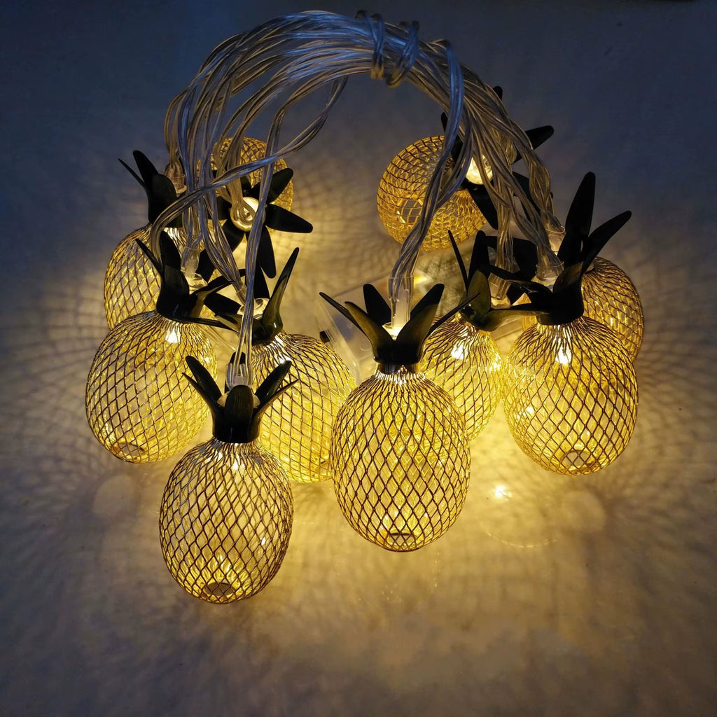1.5M/3M Rose Gold Retro Iron Fairy String Lights Nordic Geometric Shape Christmas Wedding Party Home Decor Lantern String Lamp