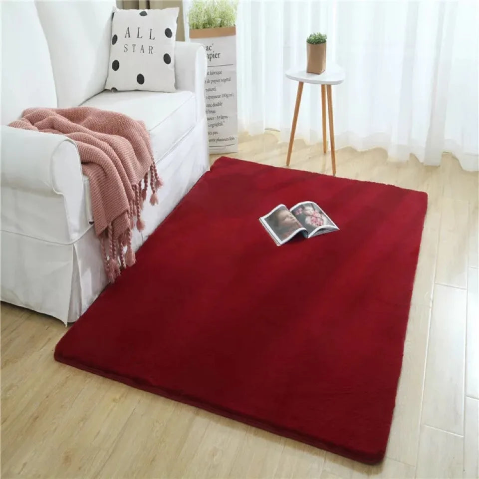 Nordic Fluffy Faux Fur Rugs Microfiber Imitation Rabbit Hair Center Living Room for Bedroom Carpet Non-Slip White Plush Kids Mat