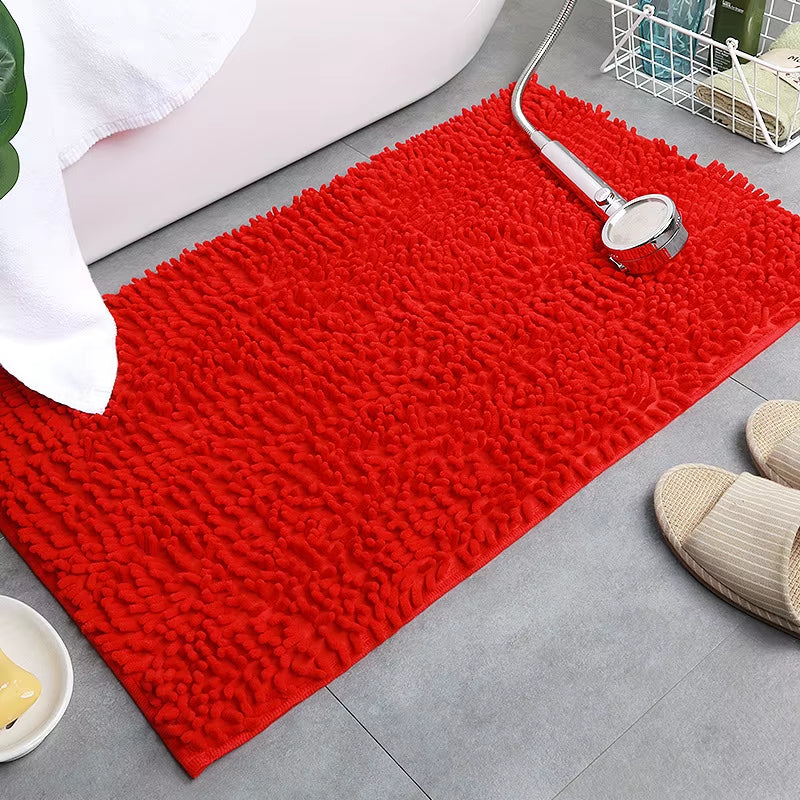 Chenille Bath Mat anti Slip Gray Water Absorb Bathroom Carpet for Living Room Bedroom Rugs Kitchen Floor Mats Tapete De Banheiro