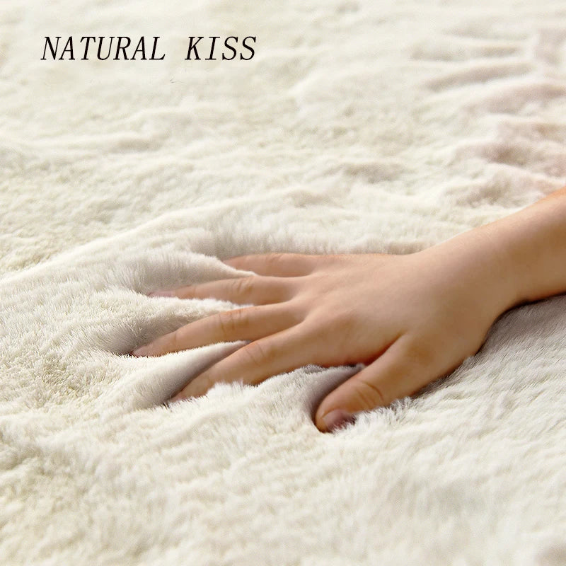 Nordic Fluffy Faux Fur Rugs Microfiber Imitation Rabbit Hair Center Living Room for Bedroom Carpet Non-Slip White Plush Kids Mat