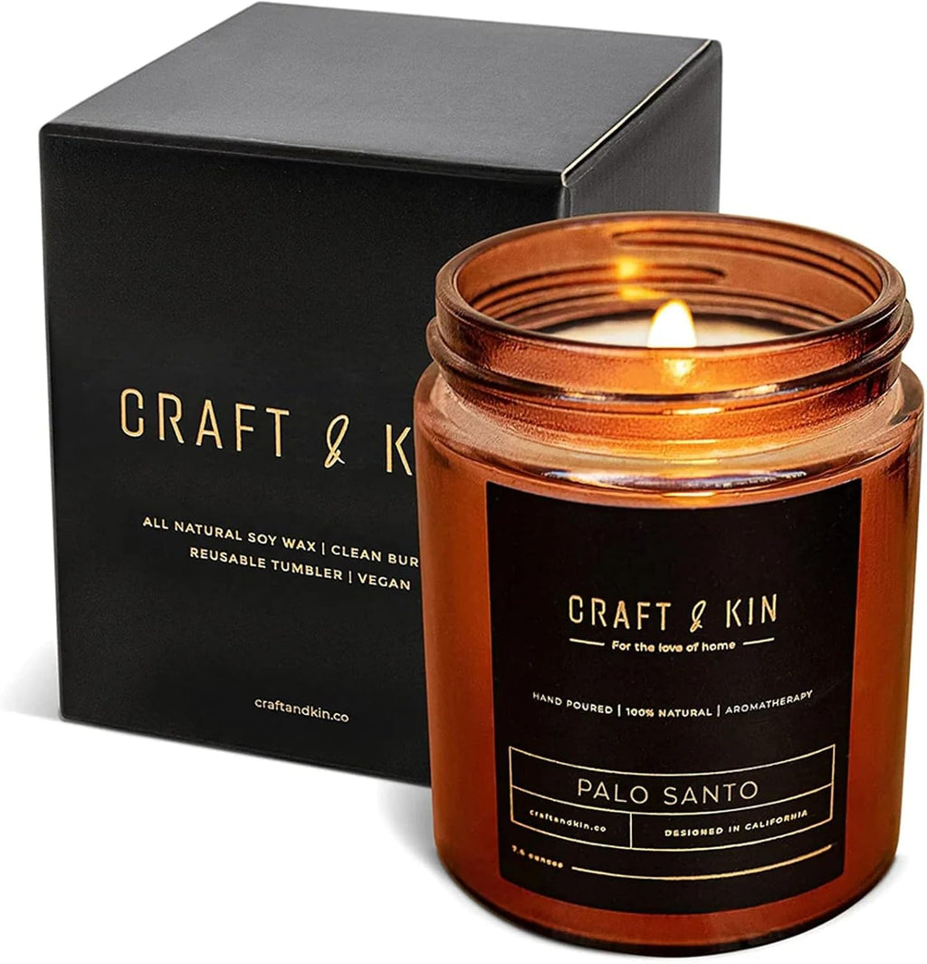 Scented Candle for Men | Palo Santo Candle | All-Natural Scent for Home | Long Lasting Winter Candles, 45-Hour Burn Time, 8Oz