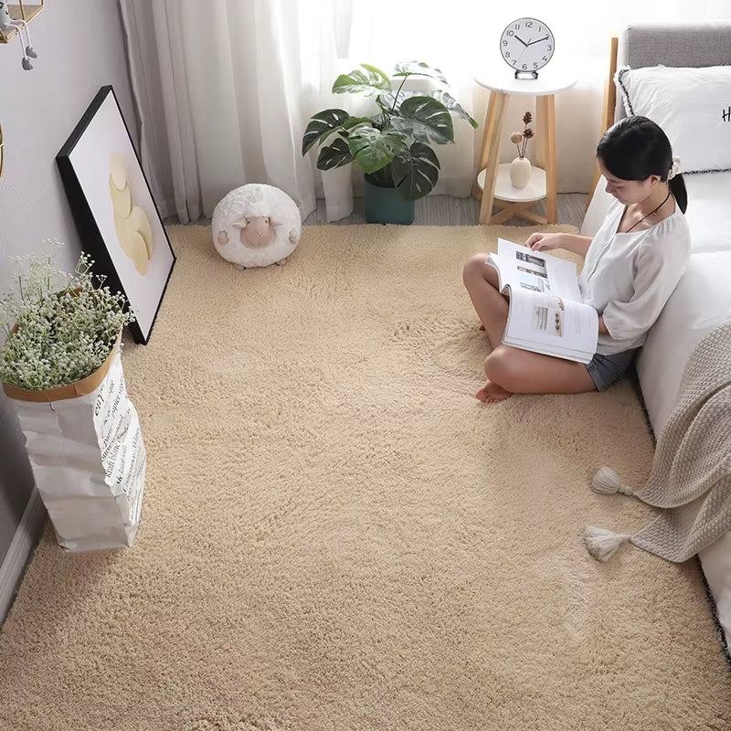 Plush Thick Carpet for Living Room Modern White Flurry Rugs in the Bedroom Decor Home Furry Floor Bedside Mat Children Carpets