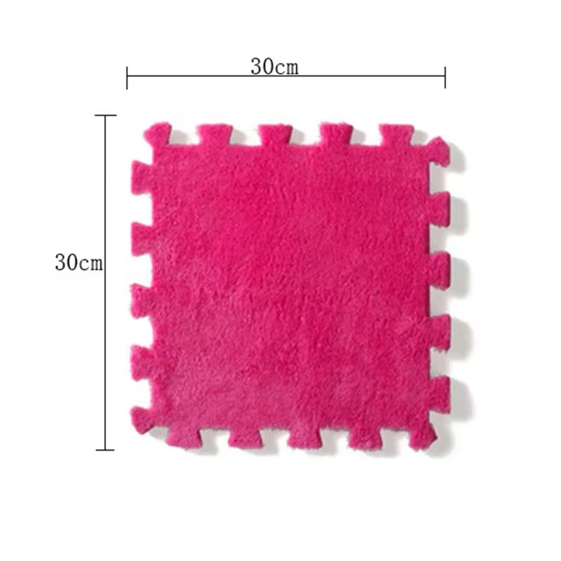 30 X 30Cm EVA Foam Puzzle Mat Long Hair Carpet Soft Plush Villi Shaggy Area Rug Mats for Home Kids Bedroom Floor Decoration Mat