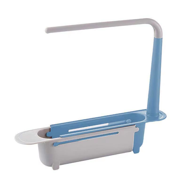 1Pc Multifunctional Telescopic Sink Storage Rack Upgraded Adjustable Sink Sponge Holder Expandable 2-In-1 for Home Kitchen
