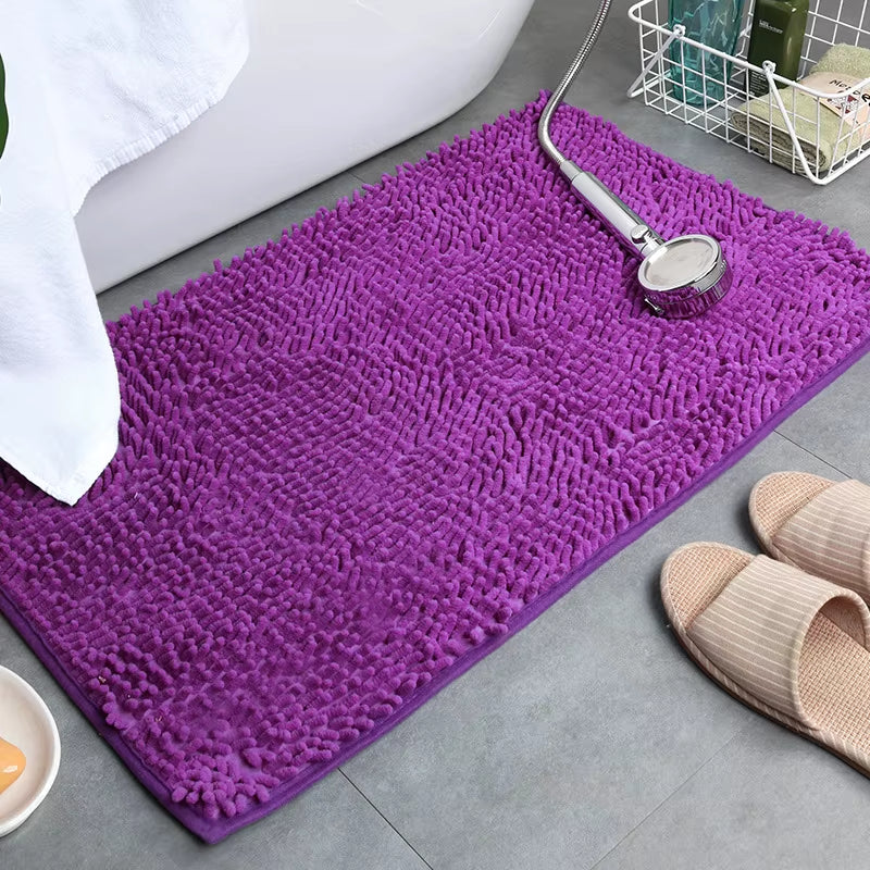Chenille Bath Mat anti Slip Gray Water Absorb Bathroom Carpet for Living Room Bedroom Rugs Kitchen Floor Mats Tapete De Banheiro