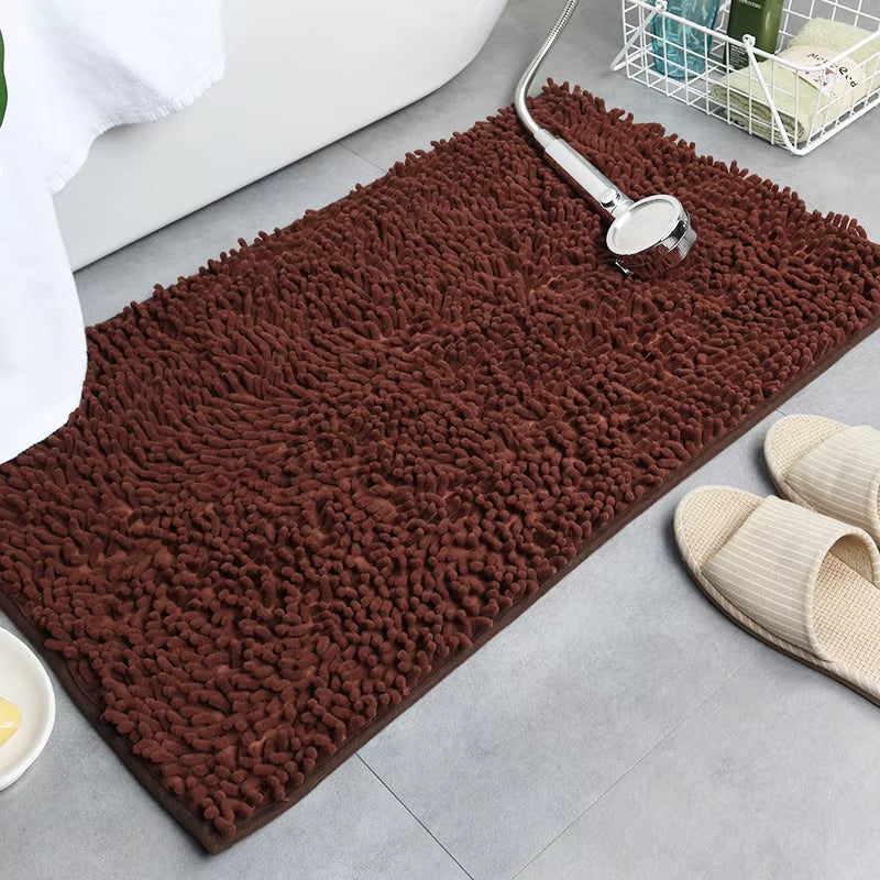 Chenille Bath Mat anti Slip Gray Water Absorb Bathroom Carpet for Living Room Bedroom Rugs Kitchen Floor Mats Tapete De Banheiro