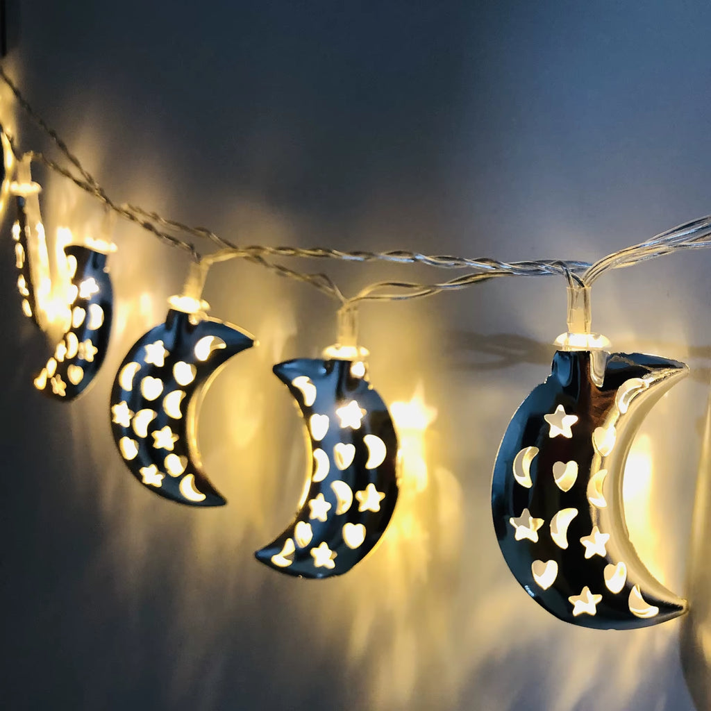 1.5M/3M Rose Gold Retro Iron Fairy String Lights Nordic Geometric Shape Christmas Wedding Party Home Decor Lantern String Lamp