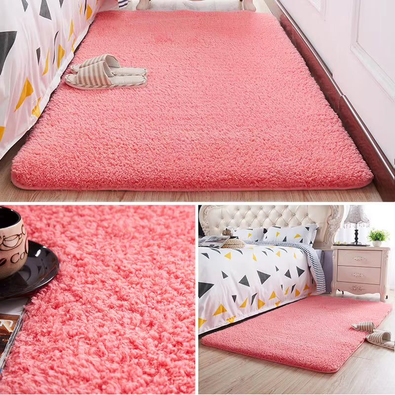 Nordic Fluffy Carpet for Bedroom Living Room Large Size Plush Anti-Slip Soft Door Mat White Pink Red Children'S Rugs for Room