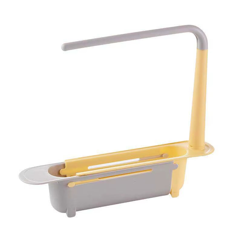 1Pc Multifunctional Telescopic Sink Storage Rack Upgraded Adjustable Sink Sponge Holder Expandable 2-In-1 for Home Kitchen