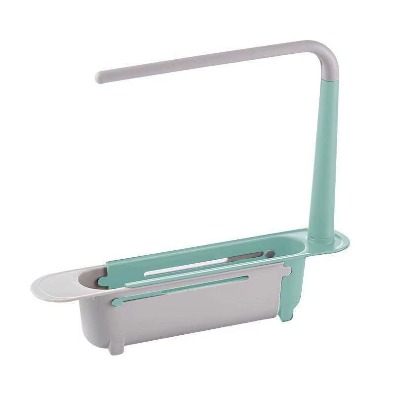 1Pc Multifunctional Telescopic Sink Storage Rack Upgraded Adjustable Sink Sponge Holder Expandable 2-In-1 for Home Kitchen